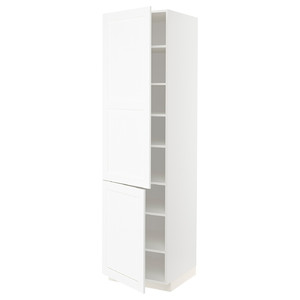 METOD High cabinet with shelves/2 doors, white Enköping/white wood effect, 60x60x220 cm