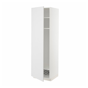 METOD High cabinet w shelves/wire basket, white/Stensund white, 60x60x200 cm