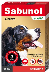 Sabunol Anti-flea & Anti-tick Collar for Dogs 50cm, red