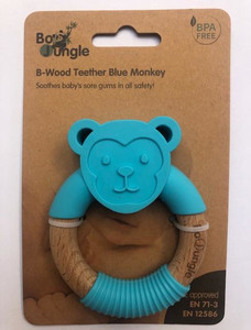 Bo Jungle B-Wood Teether Animals Blue Monkey