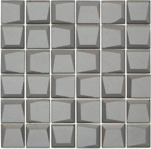Mosaic Glass Tile Cubic 29.8 x 29.8 cm, grey, 1pc