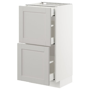 METOD/MAXIMERA Base cab with 2 fronts/3 drawers, white/Lerhyttan light grey, 40x39.5x88 cm