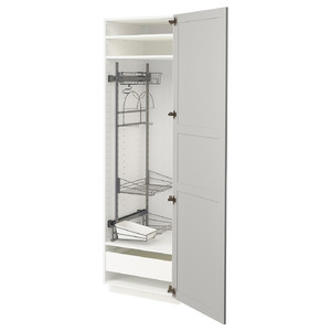 METOD / MAXIMERA High cabinet with cleaning interior, white/Lerhyttan light grey, 60x60x200 cm