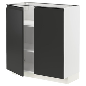 METOD Base cabinet with shelves/2 doors, white/Upplöv matt anthracite, 80x37 cm