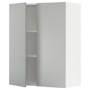 METOD Wall cabinet with shelves/2 doors, white/Havstorp light grey, 80x100 cm