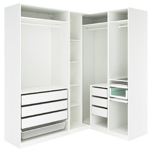 PAX Corner wardrobe, white, 210/160x236 cm