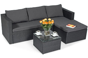 Outdoor Corner Furniture Set ROMA, black/grey