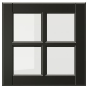 BODBYN Glass door, black, 40x40 cm