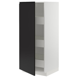 METOD / MAXIMERA High cabinet with drawers, white/Upplöv matt anthracite, 60x60x140 cm