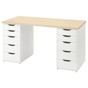 MITTCIRKEL / ALEX Desk, lively pine effect white, 140x60 cm