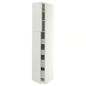 METOD/MAXIMERA Hi cab w 2 doors/4 drawers, white/Aspudden light grey, 40x60x220 cm