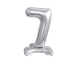 Foil Balloon Number 7 Standing, silver, 38cm