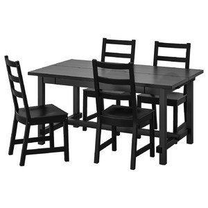 NORDVIKEN / NORDVIKEN Table and 4 chairs, black, black, 152/223x95 cm