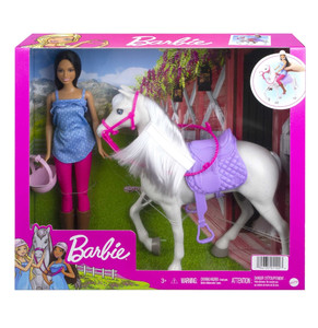 Barbie Doll And Horse With Saddle, Bridle And Reins HCJ53 3+