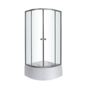 Shower Enclosure Arkell, semi-circular, high shower tray, 90 x 90 x 197 cm, chrome/transparent