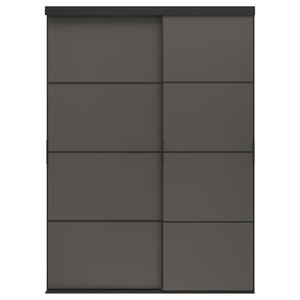 SKYTTA / MEHAMN Sliding door combination, black/double sided dark grey, 177x240 cm