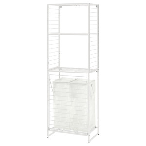 JOSTEIN Shelving unit with bags+grid, in/outdoor wire/transparent white, 62x40/76x180 cm