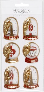 Christmas Stickers Shaker Gold Nutcracker 6pcs