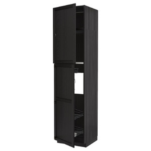 METOD High cabinet with cleaning interior, black/Lerhyttan black stained, 60x60x240 cm