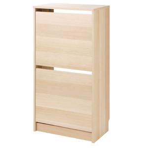 BISSA Shoe cabinet with 2 compartments, oak effect, 49x28x93 cm