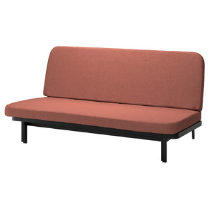 NYHAMN 3-seat sofa-bed, with foam mattress/Skartofta red/brown