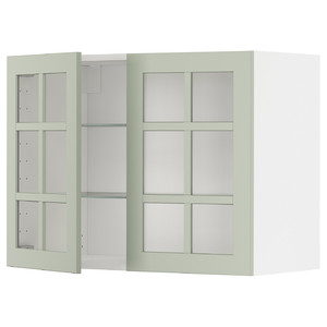 METOD Wall cabinet w shelves/2 glass drs, white/Stensund light green, 80x60 cm