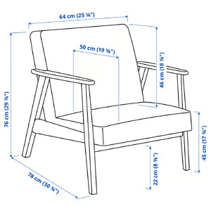 EKENÄSET Armchair, Kelinge grey-turquoise
