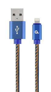 Gembird USB Cable 8 pin premium, jeans, 1m