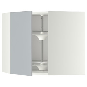 METOD Corner wall cabinet with carousel, white/Veddinge grey, 68x60 cm