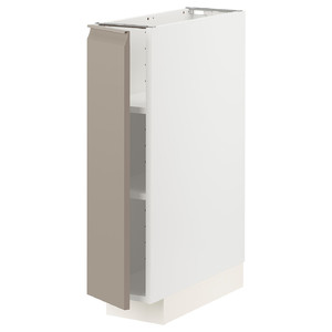 METOD Base cabinet with shelves, white/Upplöv matt dark beige, 20x60 cm