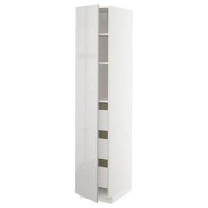 METOD / MAXIMERA High cabinet with drawers, white/Ringhult light grey, 40x60x200 cm