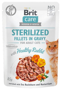 Brit Care Cat Fillets In Gravy Sterilized Healthy Rabbit Pouch 85g