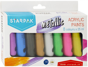 Starpak Metallic Acrylic Paints 8 Colours x 25ml