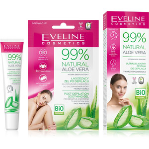 Eveline Ultra-Delicate Depilatory Set for Face - Cream & Soothing Gel Aloe Vera Natural Vegan