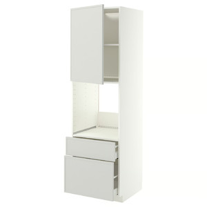 METOD/MAXIMERA Hi cab f ov w dr/2 frnt/1 m/1 h drw, white/Aspudden light grey, 60x60x200 cm