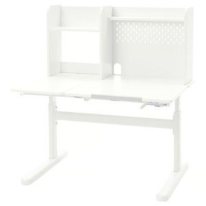 BERGLÄRKA Desk, white/tiltable, 100x70 cm