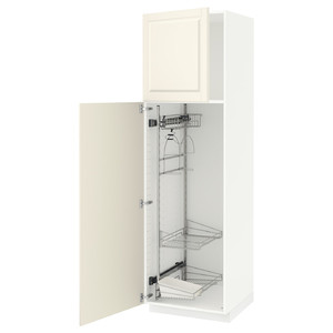 METOD High cabinet with cleaning interior, white/Bodbyn off-white, 60x60x200 cm