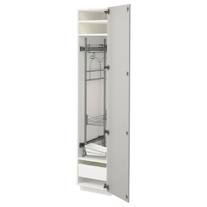 METOD / MAXIMERA High cabinet with cleaning interior, white/Ringhult light grey, 40x60x200 cm