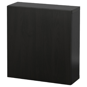 BESTÅ Wall-mounted cabinet combination, black-brown/Lappviken black-brown, 60x22x64 cm