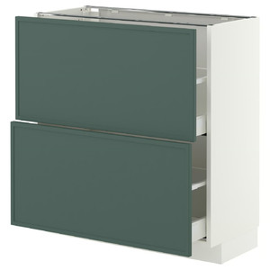METOD/MAXIMERA Base cabinet with 2 drawers, white/Aspudden dark grey-green, 80x37 cm