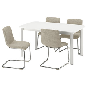 STRANDTORP / LUSTEBO Table and 4 chairs, white/Viarp beige/brown, 150/205/260 cm