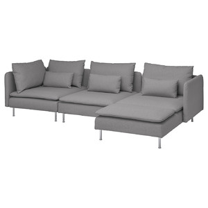 SÖDERHAMN 4-seat sofa with chaise longue, Tonerud grey