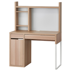 MICKE Workstation, white stained oak effect, 105x50 cm