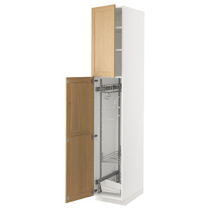 METOD High cabinet with cleaning interior, white/Forsbacka oak, 40x60x220 cm