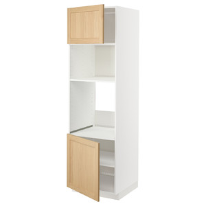 METOD Hi cb f oven/micro w 2 drs/shelves, white/Forsbacka oak, 60x60x200 cm