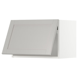 METOD Wall cabinet horizontal w push-open, white/Lerhyttan light grey, 60x40 cm