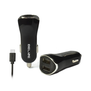 Beline Car charger 2xUSB + USB-C 2.1A, black
