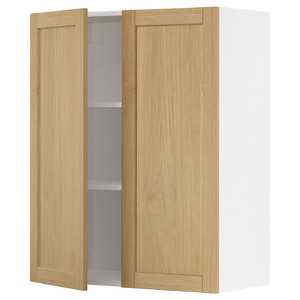 METOD Wall cabinet with shelves/2 doors, white/Forsbacka oak, 80x100 cm