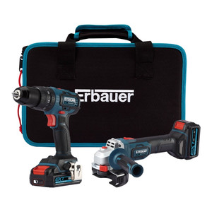 Erbauer Power Tools Set - Cordless Drill & Angle Grinder 18 V