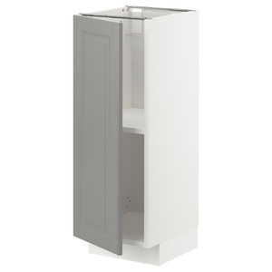 METOD Base cabinet with shelves, white/Bodbyn grey, 30x37 cm